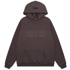 Essentials Fear of God Tonal Logo Heavyweight Fleece Hoodie – Dark Brown / Espresso