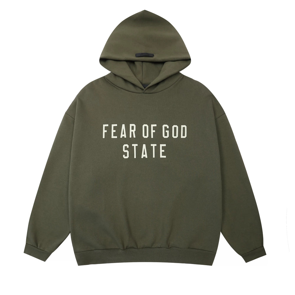 Fear of God Mainline State Pullover Hoodie – Olive Green / Cream