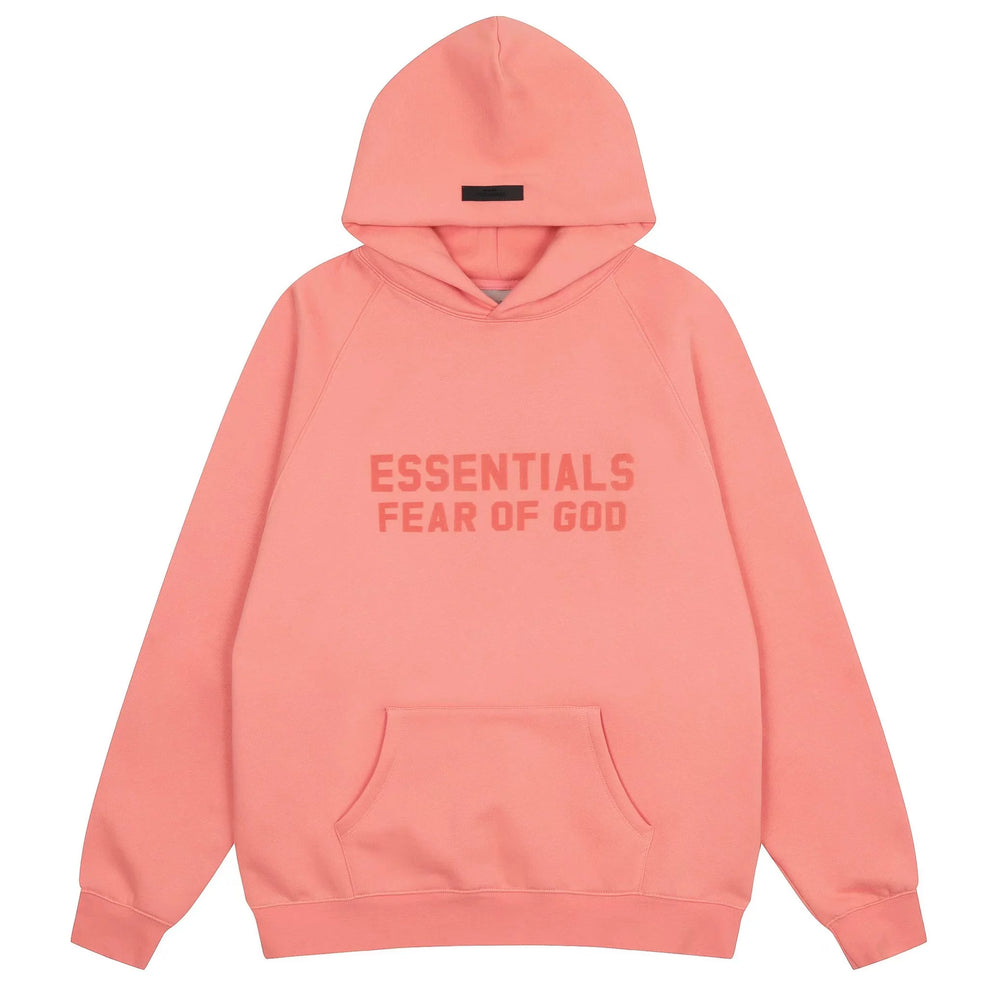 Essentials Fear of God Tonal Logo Heavyweight Fleece Hoodie – Peach / Coral
