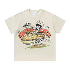 Syna World Hunting Season Cartoon Graphic Oversized Tee (Cream / Off-White)
