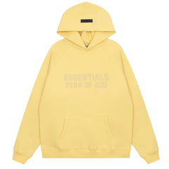 Essentials Fear of God Tonal Logo Heavyweight Fleece Hoodie – Butter Yellow / Cream