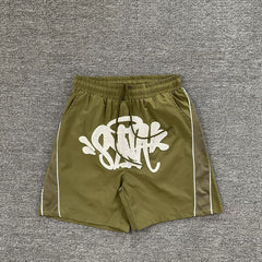 Syna World Graphic Nylon Shorts (Olive Green)
