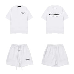 Essentials Fear of God Short-Sleeve T-Shirt and Fleece Shorts Set – White / Black