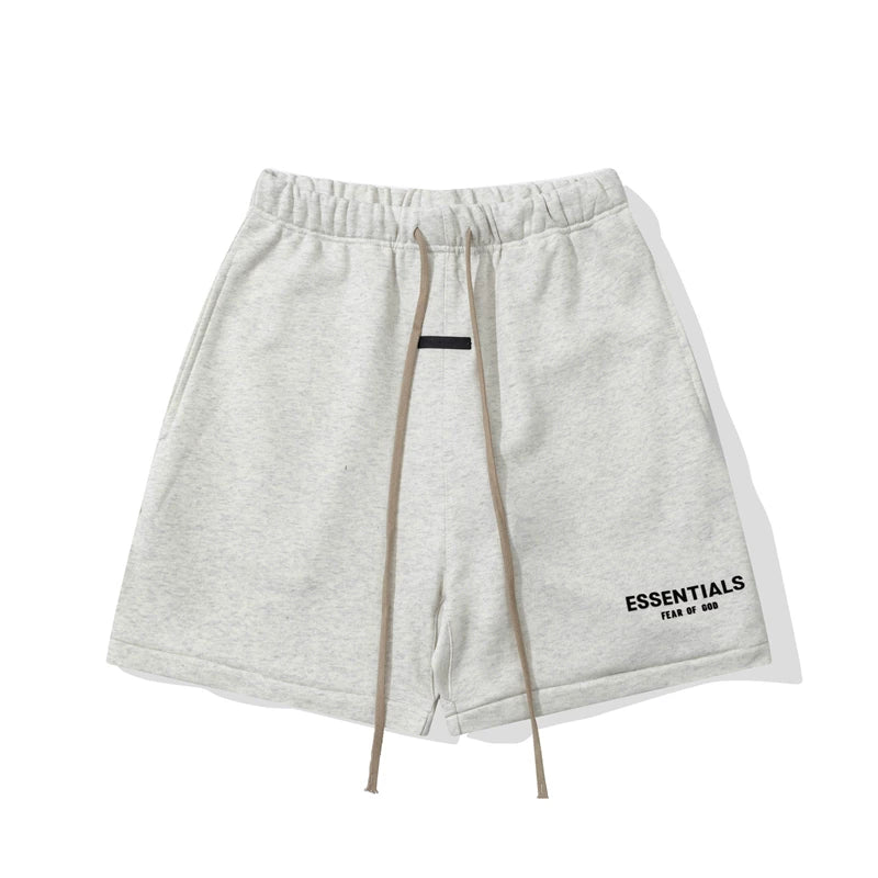 Essentials Fear of God Fleece Shorts – Light Grey / Black