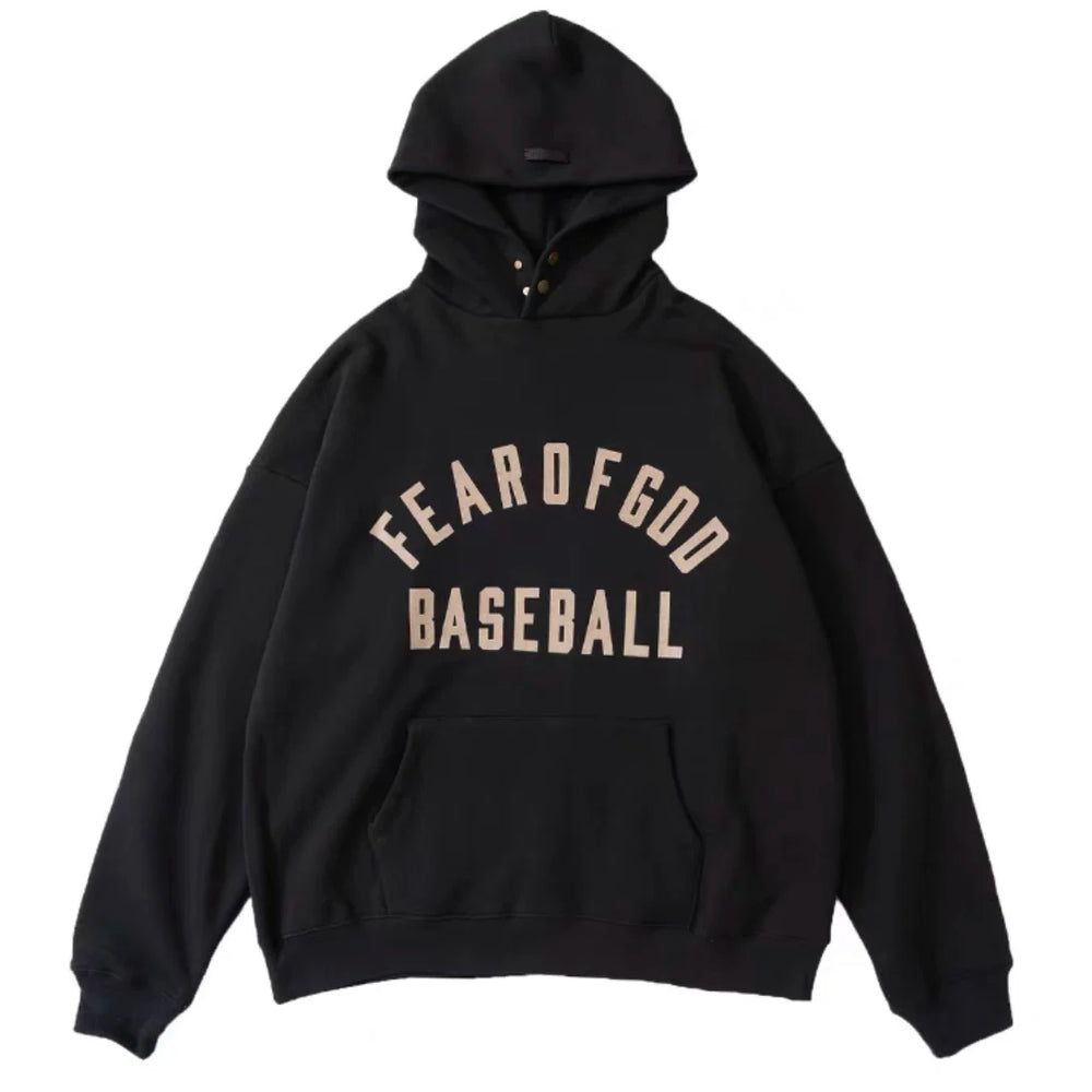 Fear of God Mainline Baseball Pullover Hoodie – Black / Cream