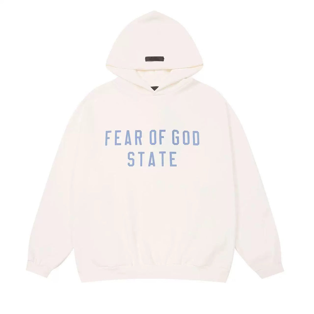 Fear of God Mainline State Pullover Hoodie – Off-White / Light Blue
