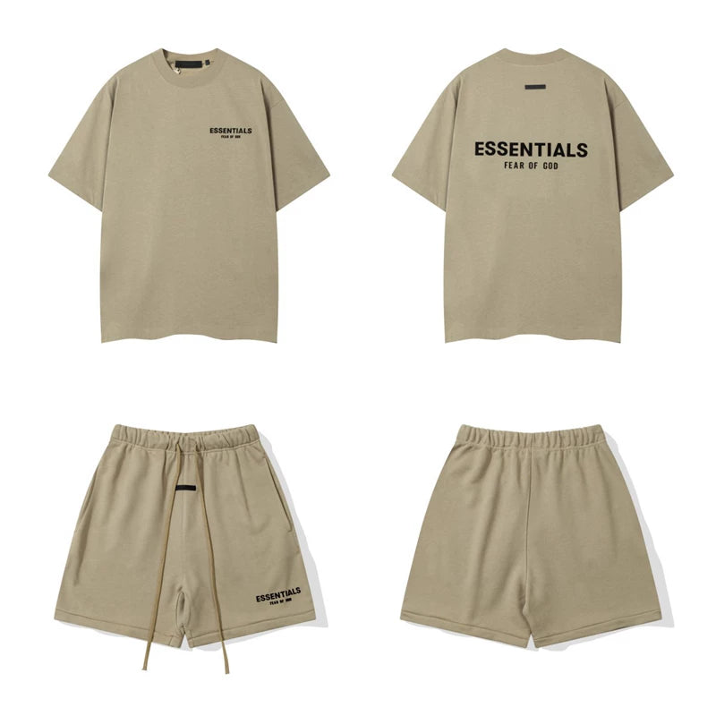 Essentials Fear of God Short-Sleeve T-Shirt and Fleece Shorts Set – Khaki