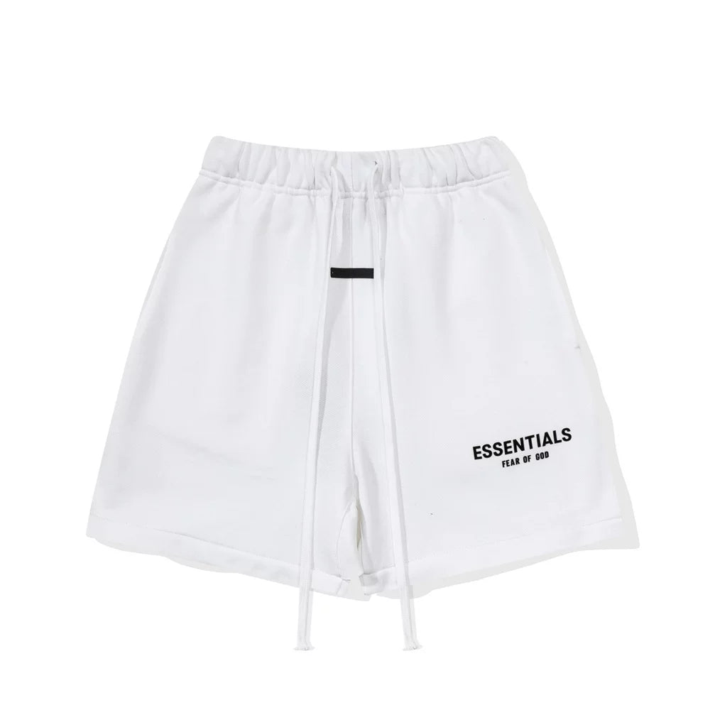 Essentials Fear of God Fleece Shorts – White / Black