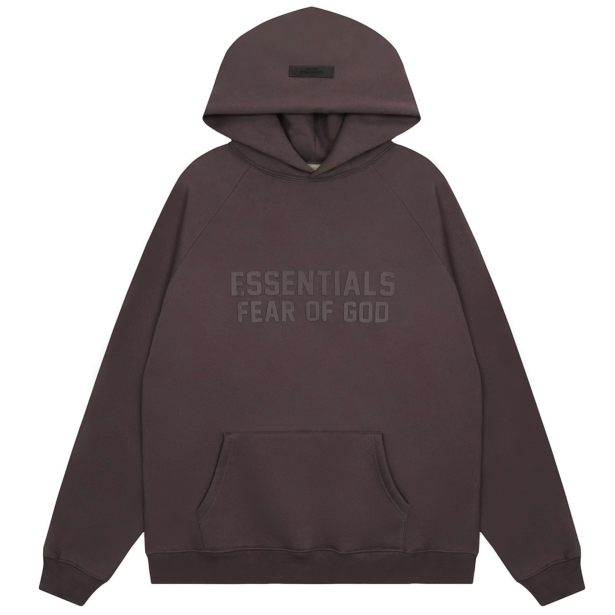 Essentials Fear of God Tonal Logo Heavyweight Fleece Hoodie – Dark Brown / Espresso
