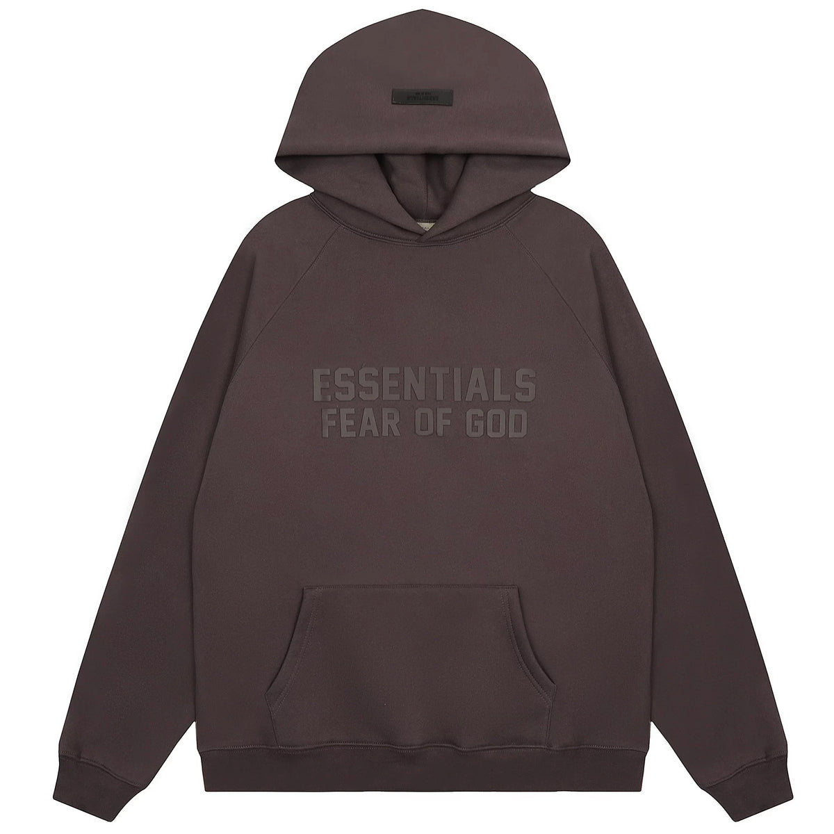 Essentials Fear of God Tonal Logo Heavyweight Fleece Hoodie – Dark Brown / Espresso