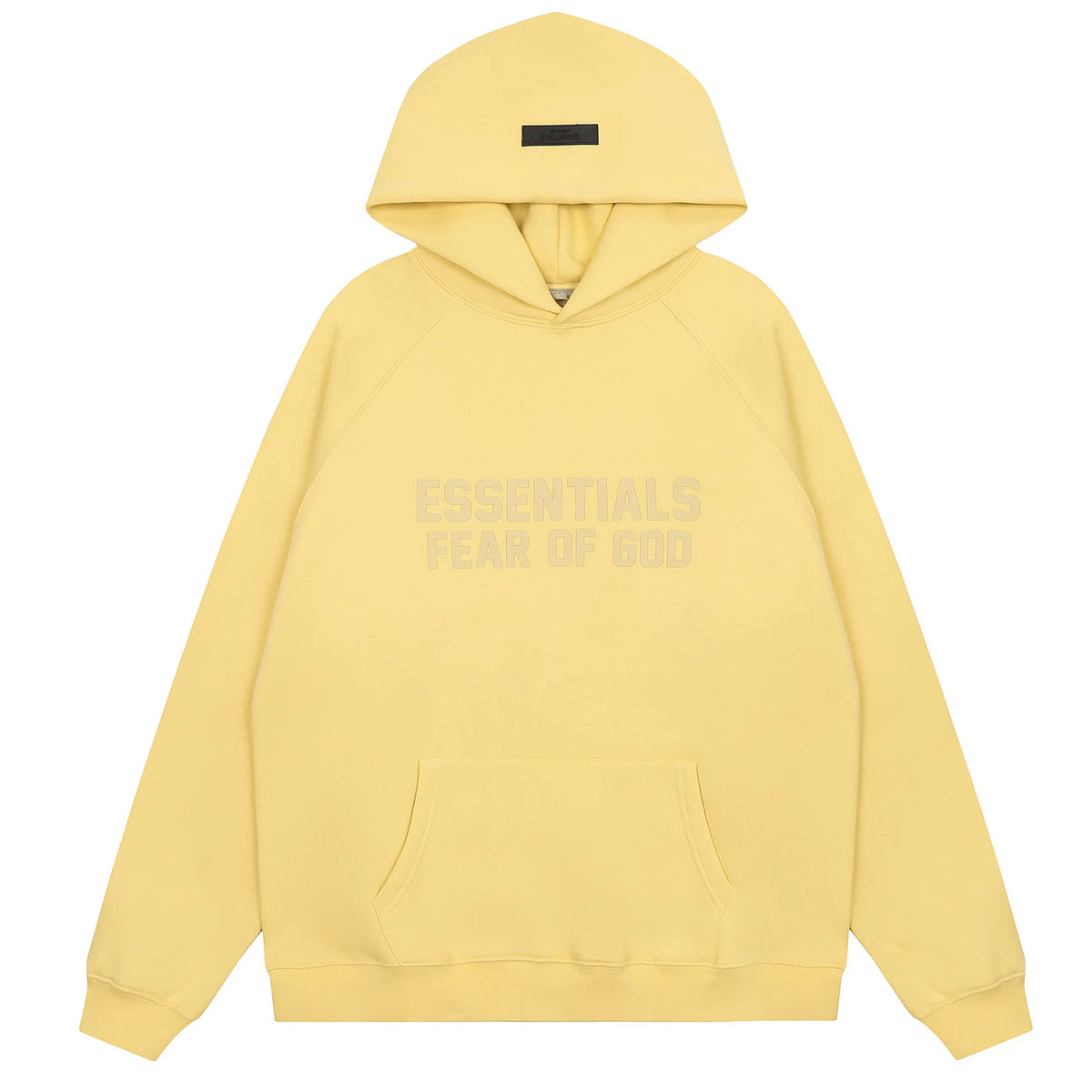 Essentials Fear of God Tonal Logo Heavyweight Fleece Hoodie – Butter Yellow / Cream