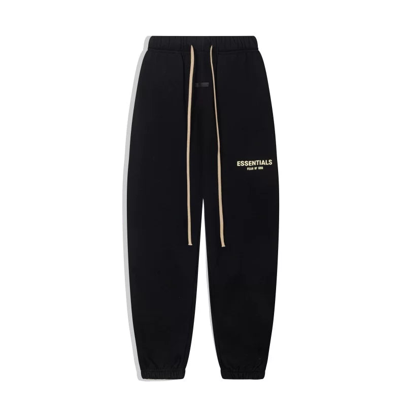 Fear of God Essentials Logo Fleece Sweatpants (Black / Cream)