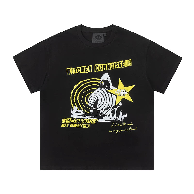 Syna World Kitchen Connoisseur DJ Graphic Oversized Tee (Black / Yellow / White)