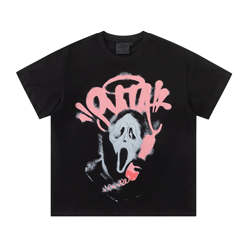 Syna World Scream Ghost Graphic Oversized Tee (Black / Pink / Grey)
