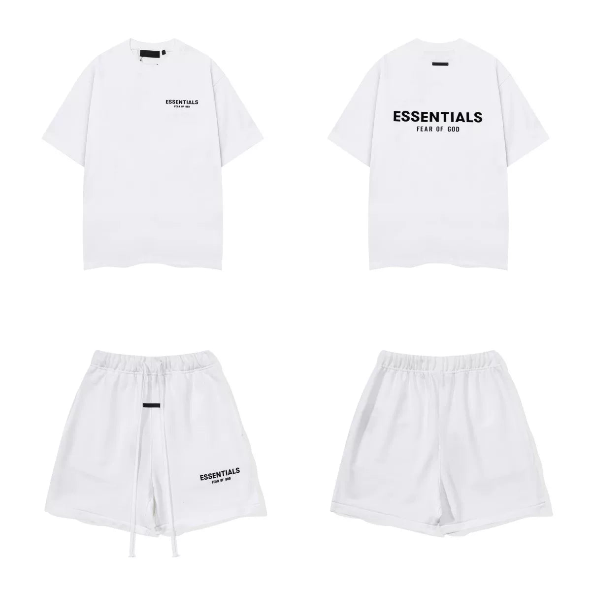 Essentials Fear of God Short-Sleeve T-Shirt and Fleece Shorts Set – White / Black