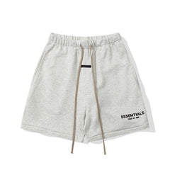 Essentials Fear of God Fleece Shorts – Light Grey / Black