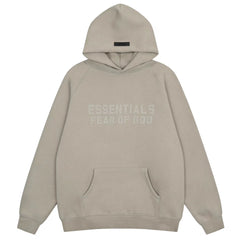 Essentials Fear of God Tonal Logo Heavyweight Fleece Hoodie – Taupe / Grey