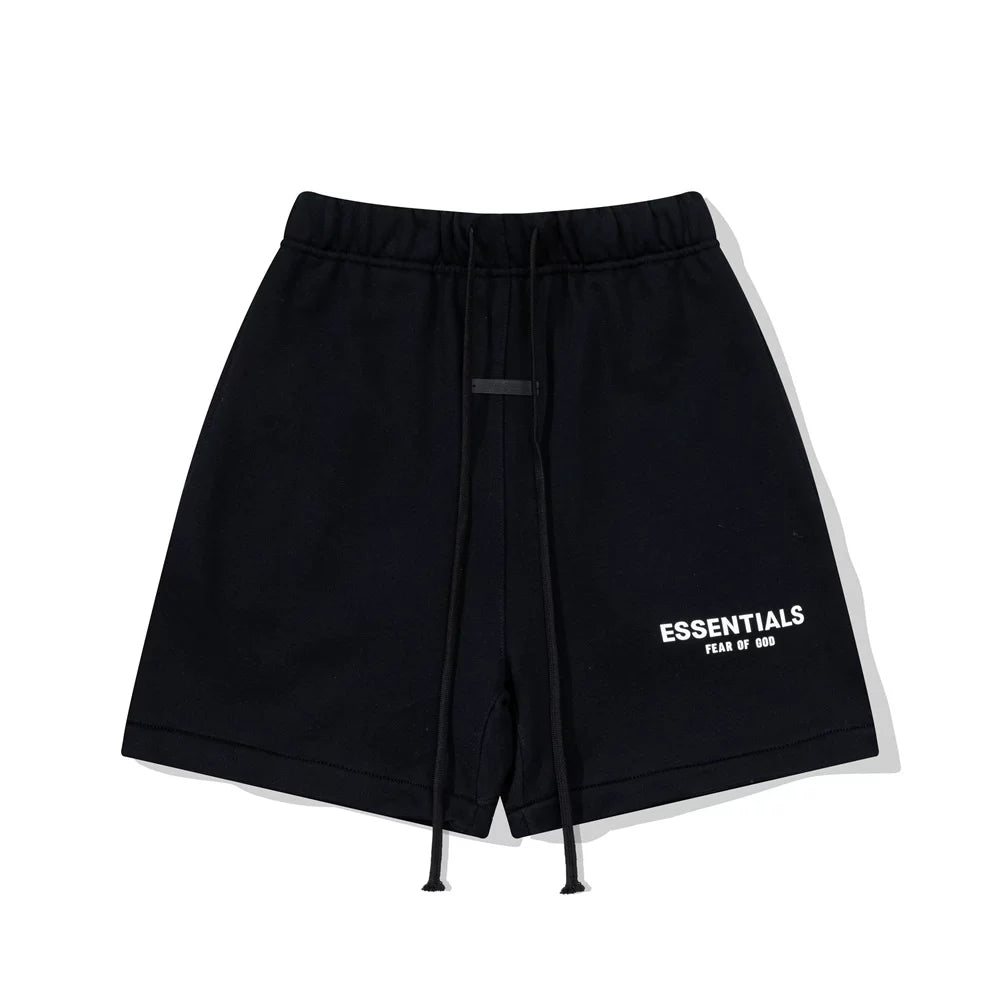 Essentials Fear of God Fleece Shorts – Black / White